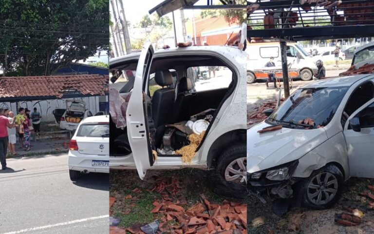 Carro invade parada de ônibus em Manaus e deixa feridos