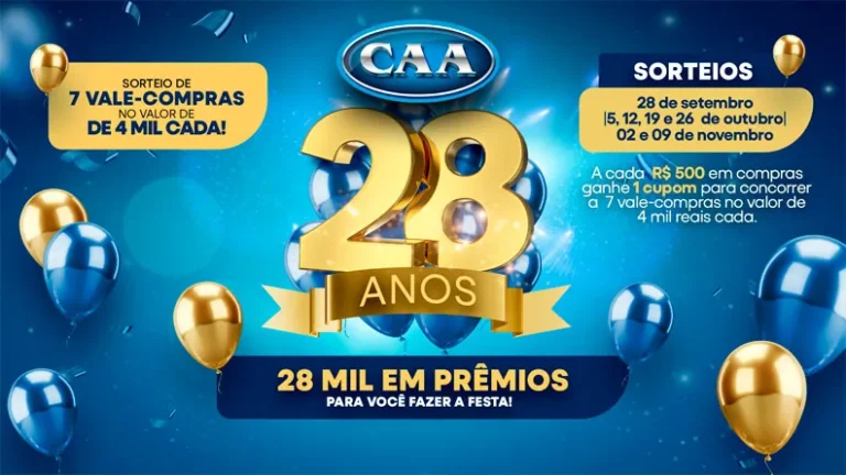 CAA celebra 28 anos com grande festa e sorteios imperdíveis